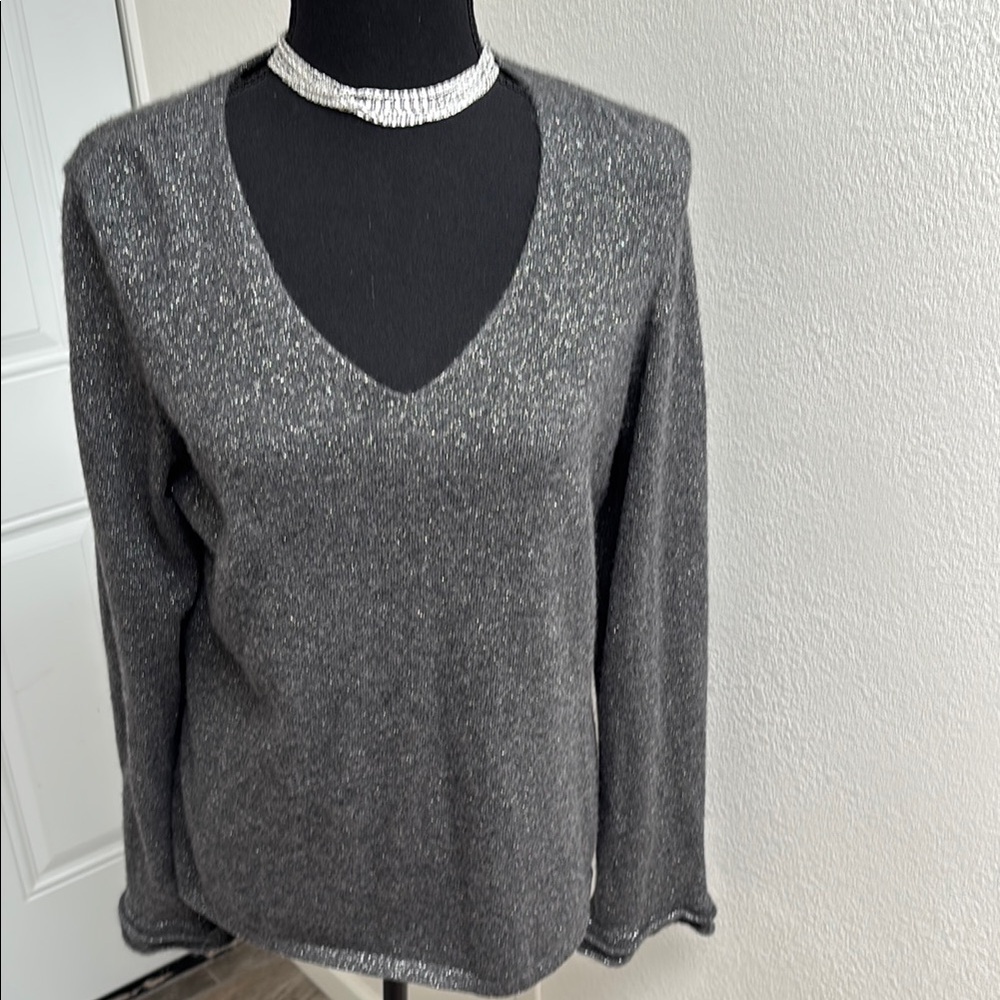 Ann Taylor Gray V-Neck Sweater